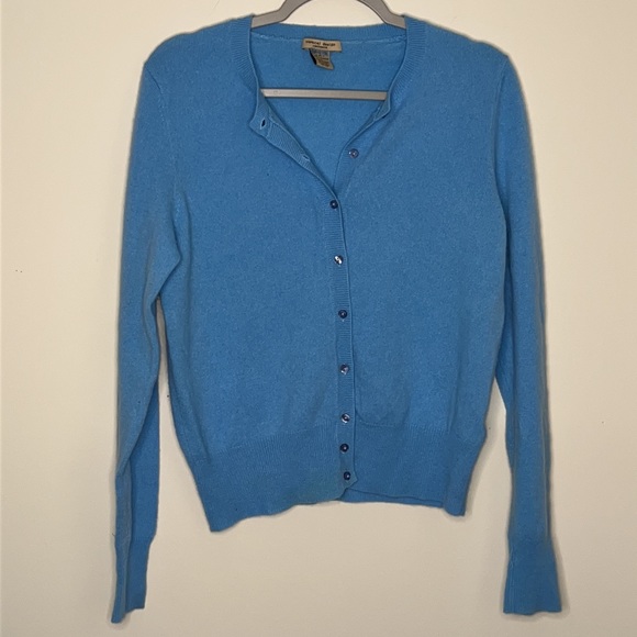 vertical design Tops - Vertical design sweater cashmere 2-ply large blue button down womens